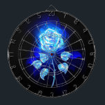 Burning Blue Rose Dart Board<br><div class="desc">Blooming,  abstract rose from blue flame on black background. Fire rose.</div>