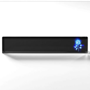 Burning Blue Rose Desk Name Plate