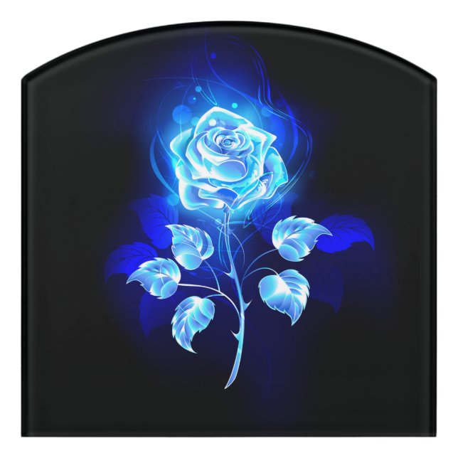 Burning Blue Rose Door Sign (Contour Front)