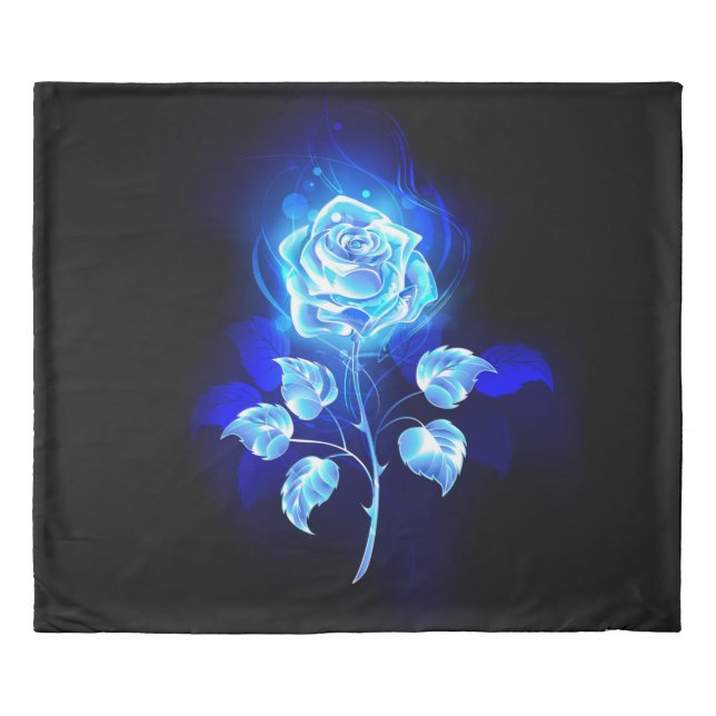 Burning Blue Rose Duvet Cover (Front)