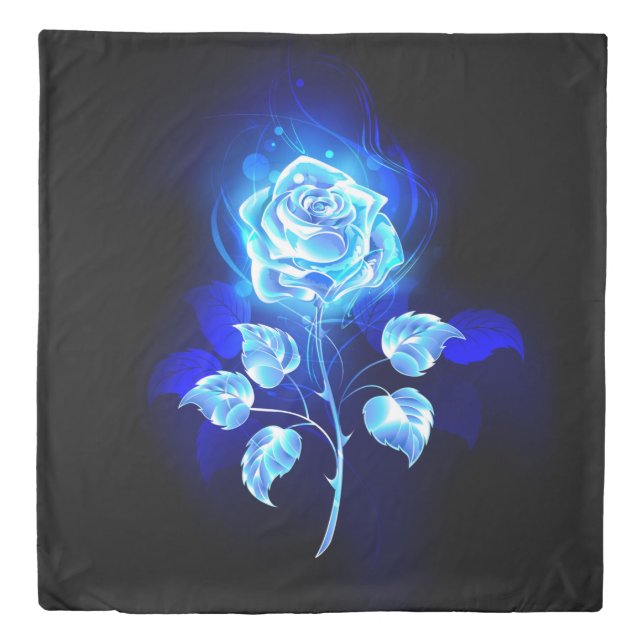 Burning Blue Rose Duvet Cover (Front)