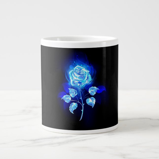 Burning Blue Rose Giant Coffee Mug (Front)