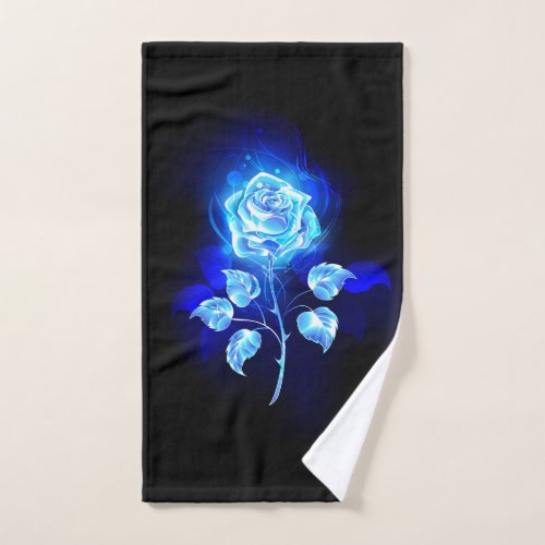 Burning Blue Rose Hand Towel
