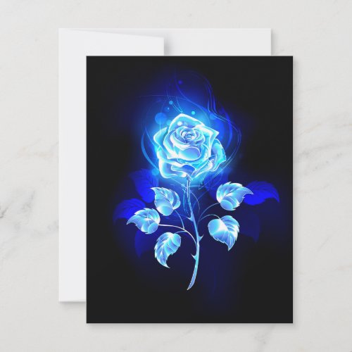Burning Blue Rose Holiday Card
