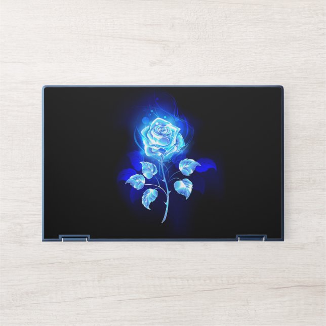 Burning Blue Rose HP Laptop Skin (Front)