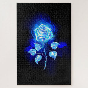 Burning Blue Rose Jigsaw Puzzle