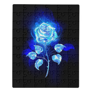 Burning Blue Rose Jigsaw Puzzle