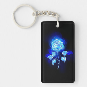 Burning Blue Rose Keychain