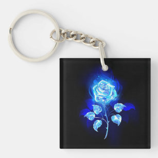 Burning Blue Rose Keychain