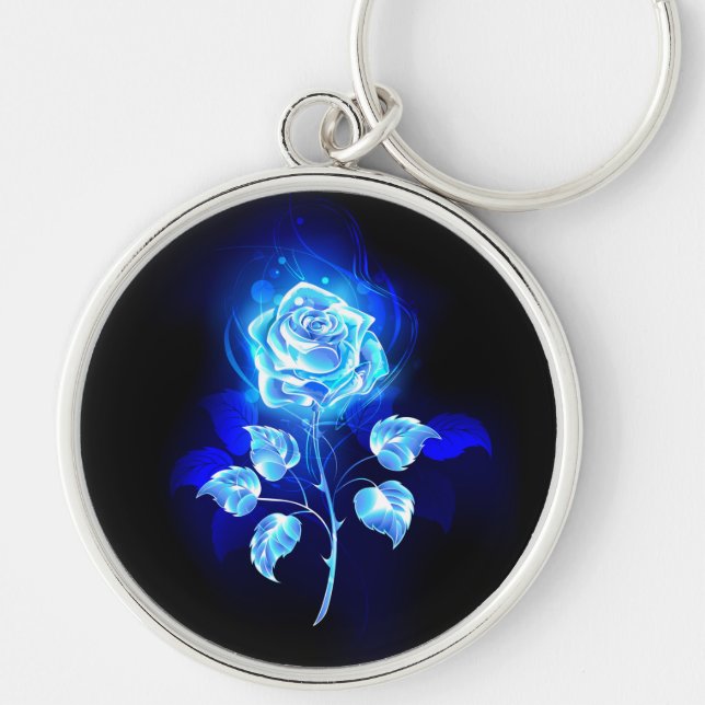 Burning Blue Rose Keychain (Front)