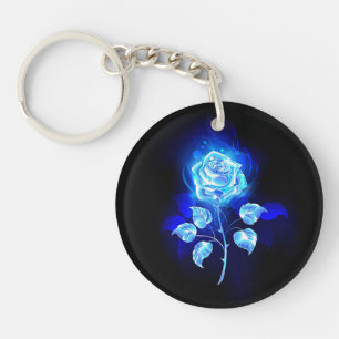 Burning Blue Rose Keychain