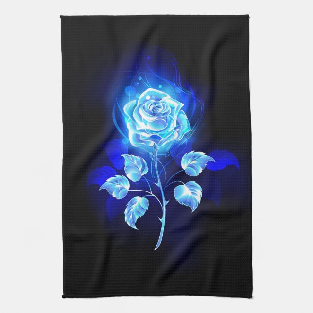 Burning Blue Rose Kitchen Towel (Vertical)