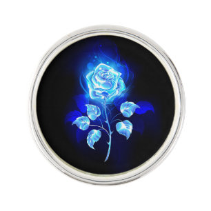 Burning Blue Rose Lapel Pin