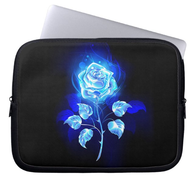 Burning Blue Rose Laptop Sleeve (Front)