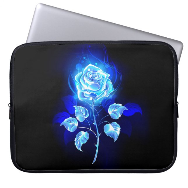 Burning Blue Rose Laptop Sleeve (Front)