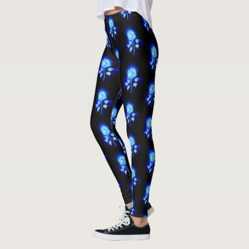 Burning Blue Rose Leggings