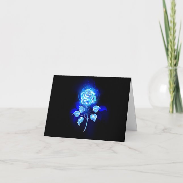 Burning Blue Rose Letterpress Thank You Card (Front)
