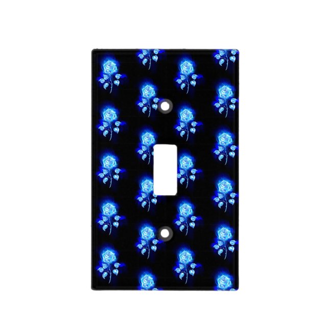 Burning Blue Rose Light Switch Cover (Front)