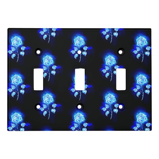 Burning Blue Rose Light Switch Cover (Front)