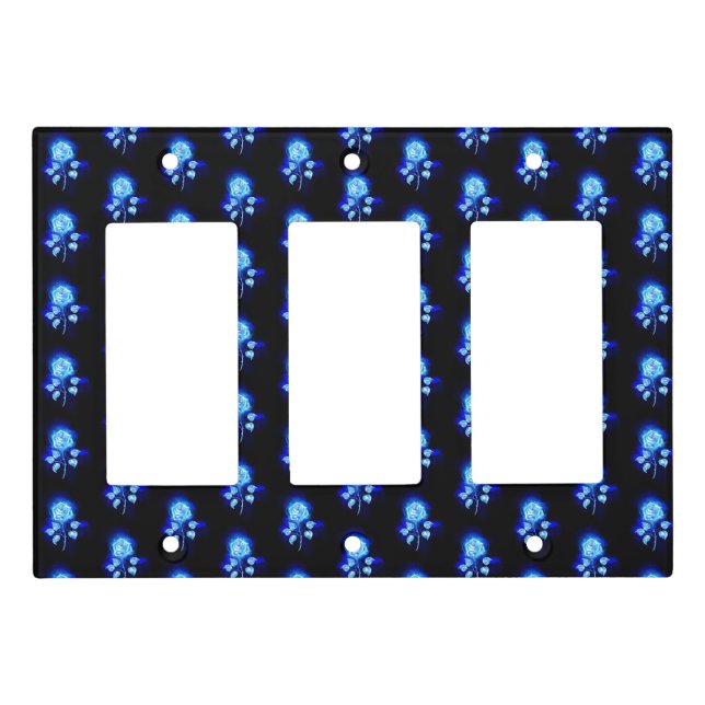 Burning Blue Rose Light Switch Cover (Front)