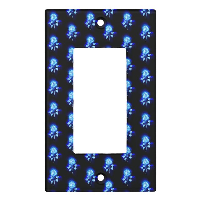 Burning Blue Rose Light Switch Cover (Front)