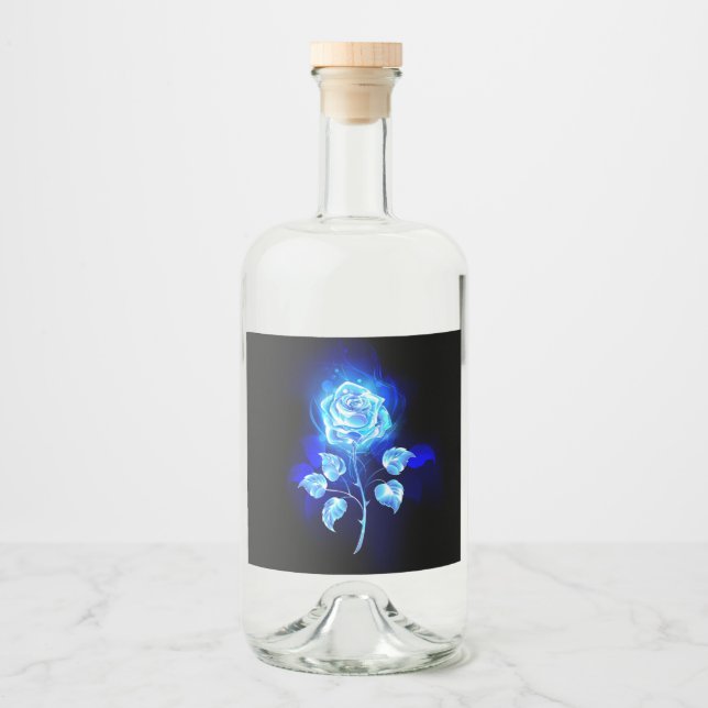 Burning Blue Rose Liquor Bottle Label (Front)