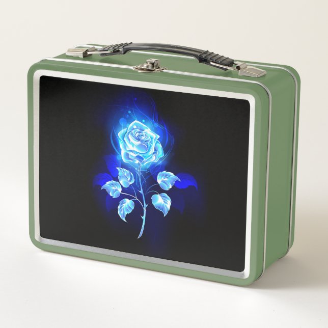 Burning Blue Rose Metal Lunch Box (Front)