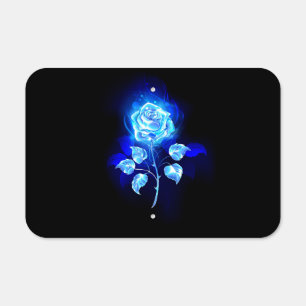 Burning Blue Rose Metal Sign