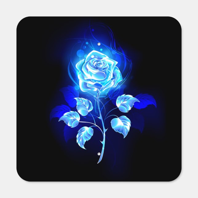 Burning Blue Rose Metal Sign (Front)