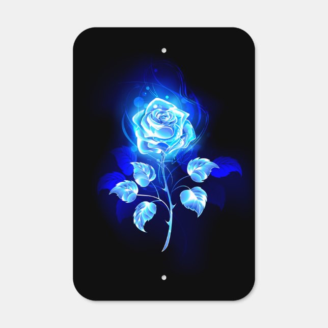 Burning Blue Rose Metal Sign (Front)