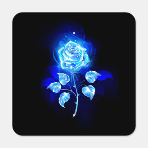Burning Blue Rose Metal Sign