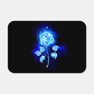 Burning Blue Rose Metal Sign