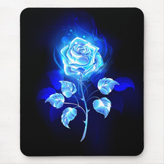 Burning Blue Rose Mouse Pad (Front)