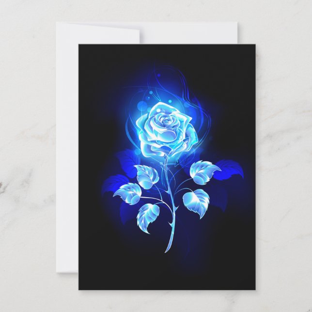 Burning Blue Rose Note Card (Front)