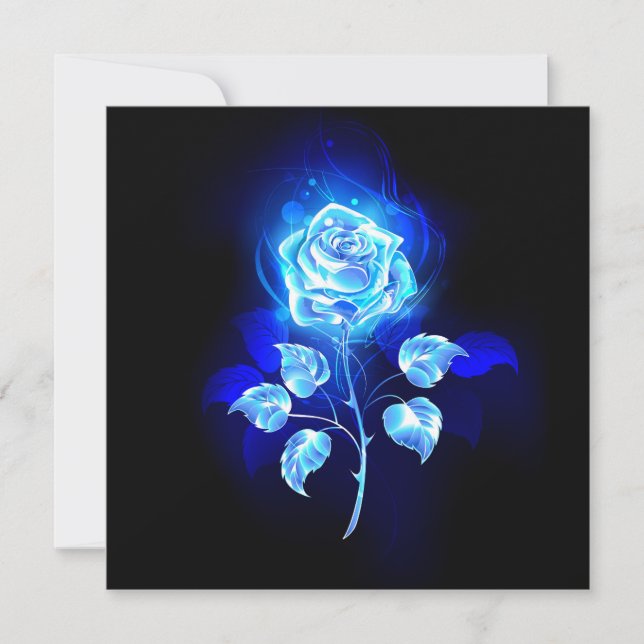 Burning Blue Rose Note Card (Front)