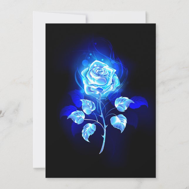Burning Blue Rose Note Card (Front)