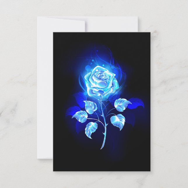 Burning Blue Rose Note Card (Front)