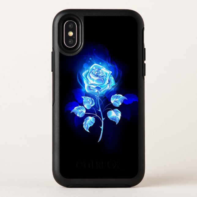 Burning Blue Rose Otterbox iPhone Case (Back)