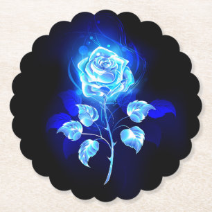 Burning Blue Rose Paper Coaster