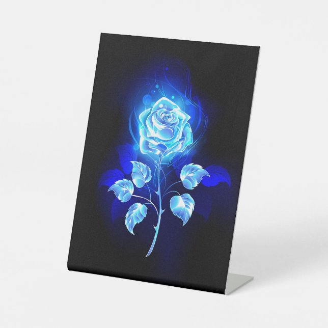 Burning Blue Rose Pedestal Sign (Front)