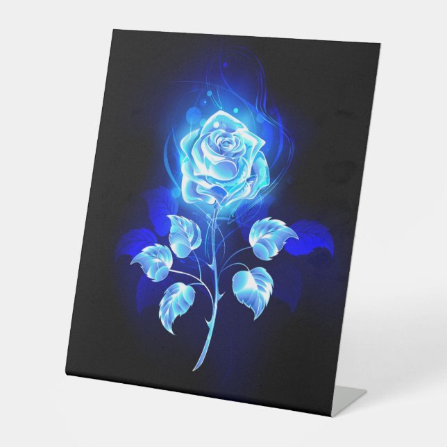 Burning Blue Rose Pedestal Sign (Front)
