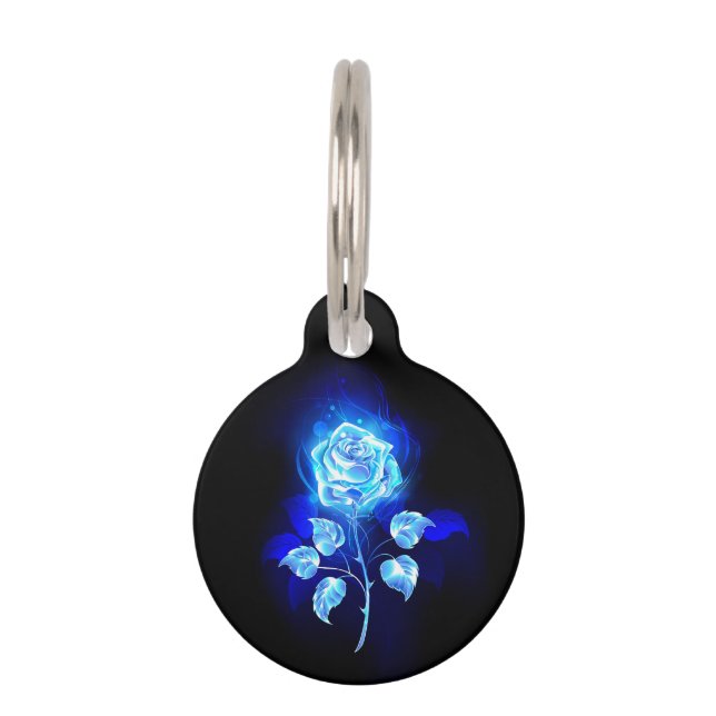 Burning Blue Rose Pet ID Tag (Front)