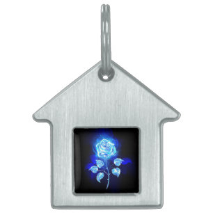 Burning Blue Rose Pet ID Tag
