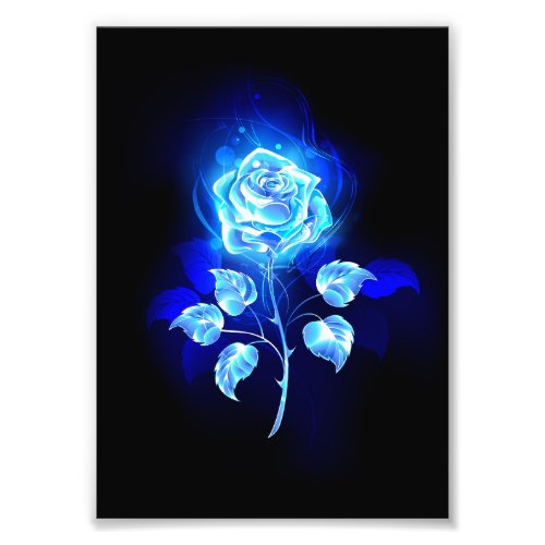 Burning Blue Rose Photo Print