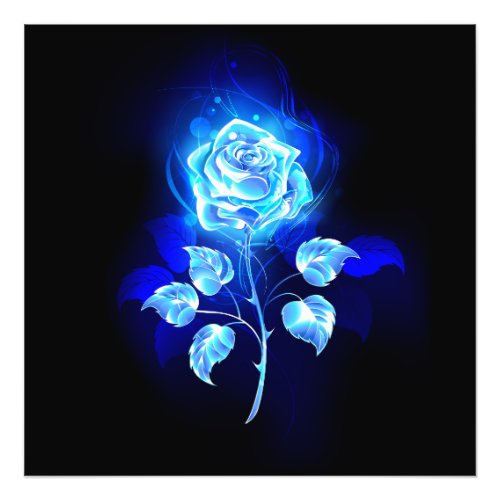 Burning Blue Rose Photo Print