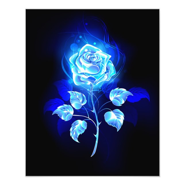 Burning Blue Rose Photo Print (Front)