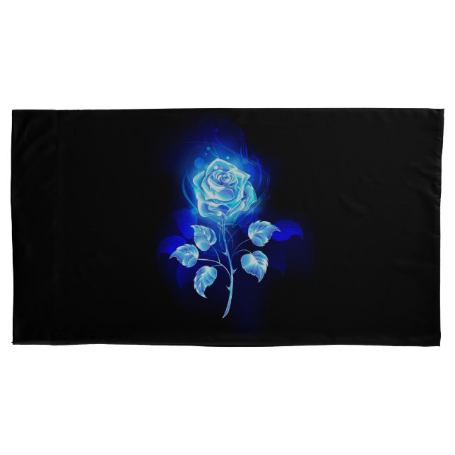 Burning Blue Rose Pillow Case (Front)