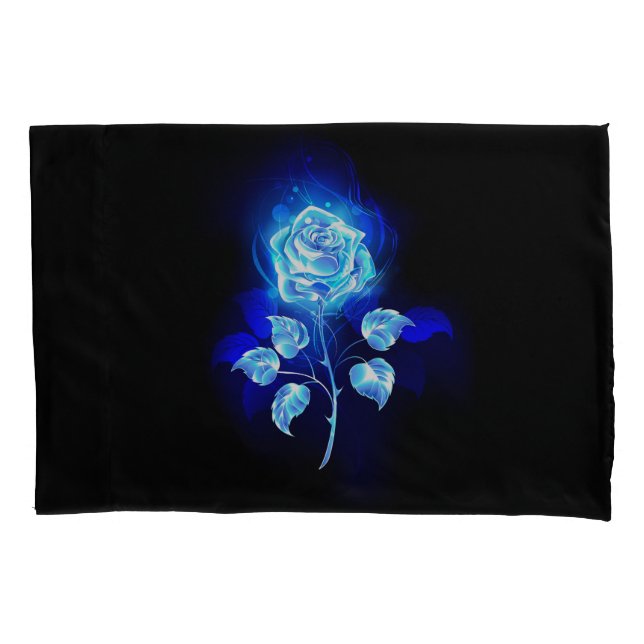 Burning Blue Rose Pillow Case (Front)