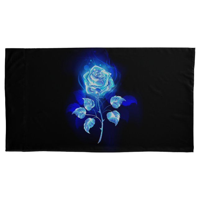 Burning Blue Rose Pillow Case (Front-Left)