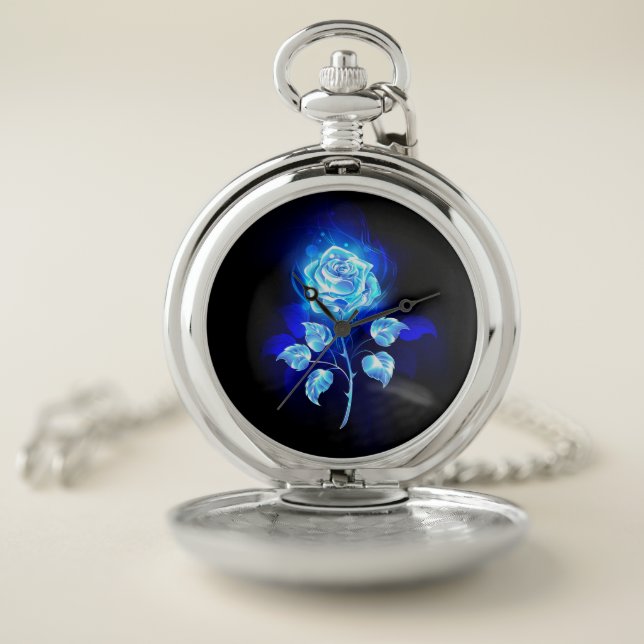 Burning Blue Rose Pocket Watch (Inside)